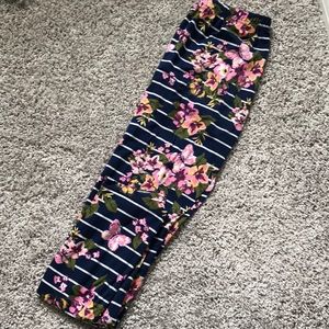 Girls Navy Floral Print Leggings